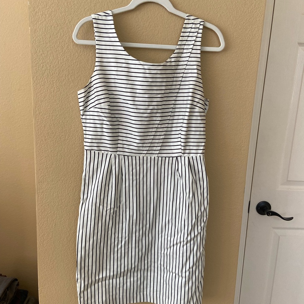 Elegant Black and White Striped Dress